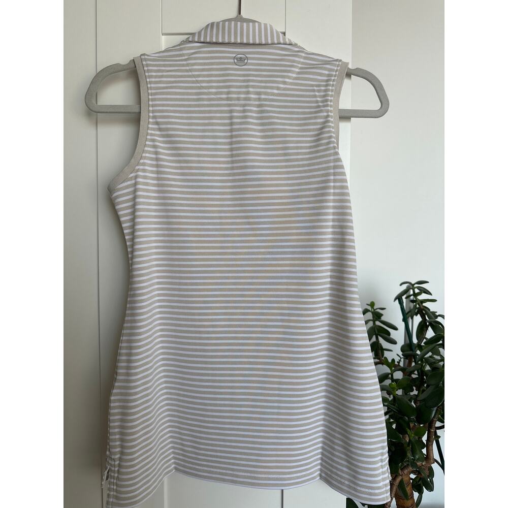 Peter Millar Ladies Sport Mesh Button-Up Sleeveless Striped Polo NWT, Size XS - Picture 3 of 6